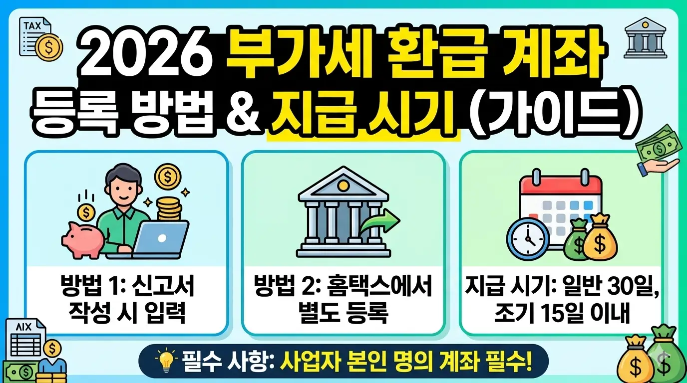 2026 부가세 환급금 계좌 등록 방법 및 지급 시기 완벽 정리