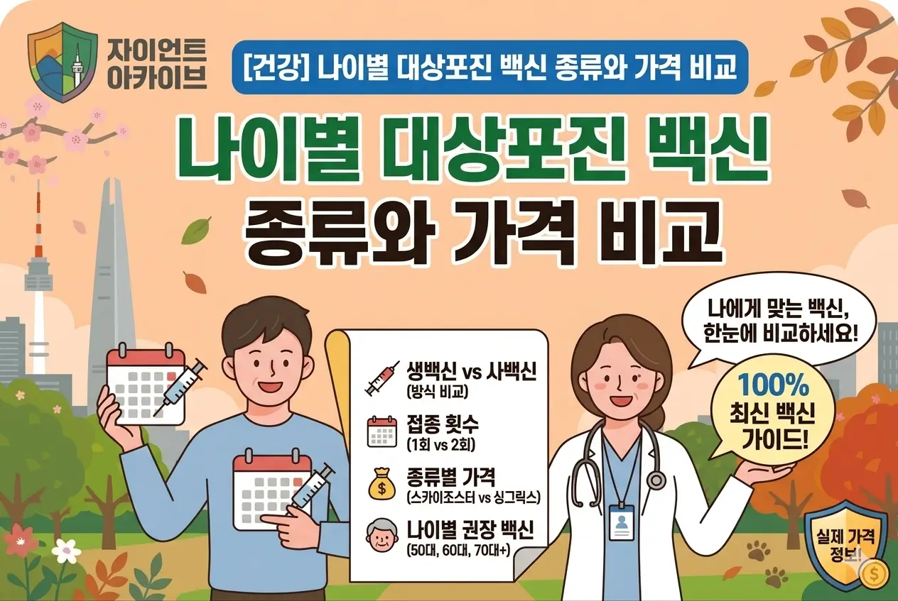 나이별 대상포진 백신 종류 및 가격 비교 (스카이조스터 vs 싱그릭스)