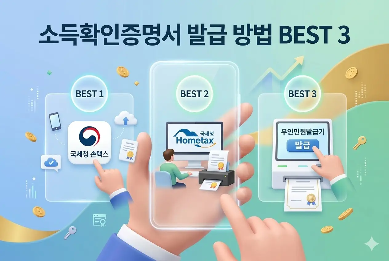 소득확인증명서 발급 방법 BEST 3
