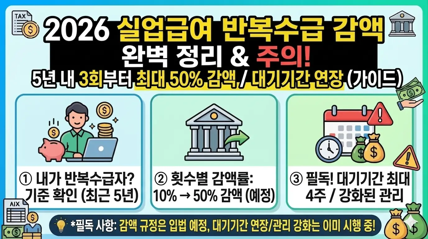 2026년 달라진 실업급여 반복수급 감액 제도