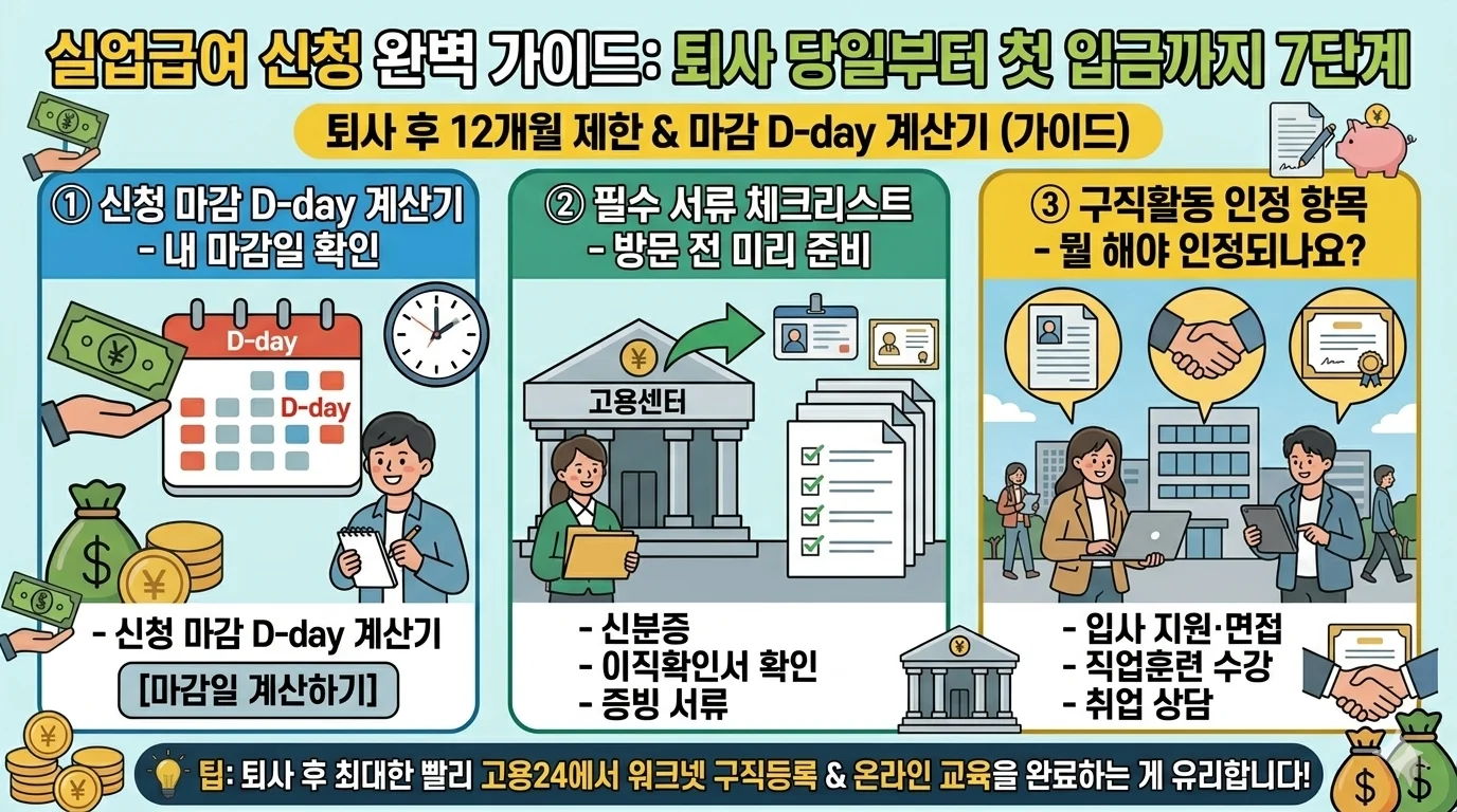 2026 실업급여 신청방법 서류 디데이 계산기