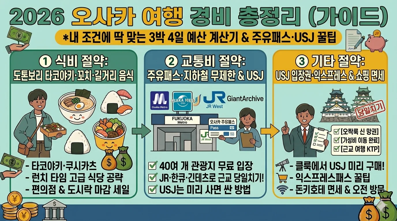 2026 오사카 여행 경비 도톤보리 오사카성 USJ 주유패스