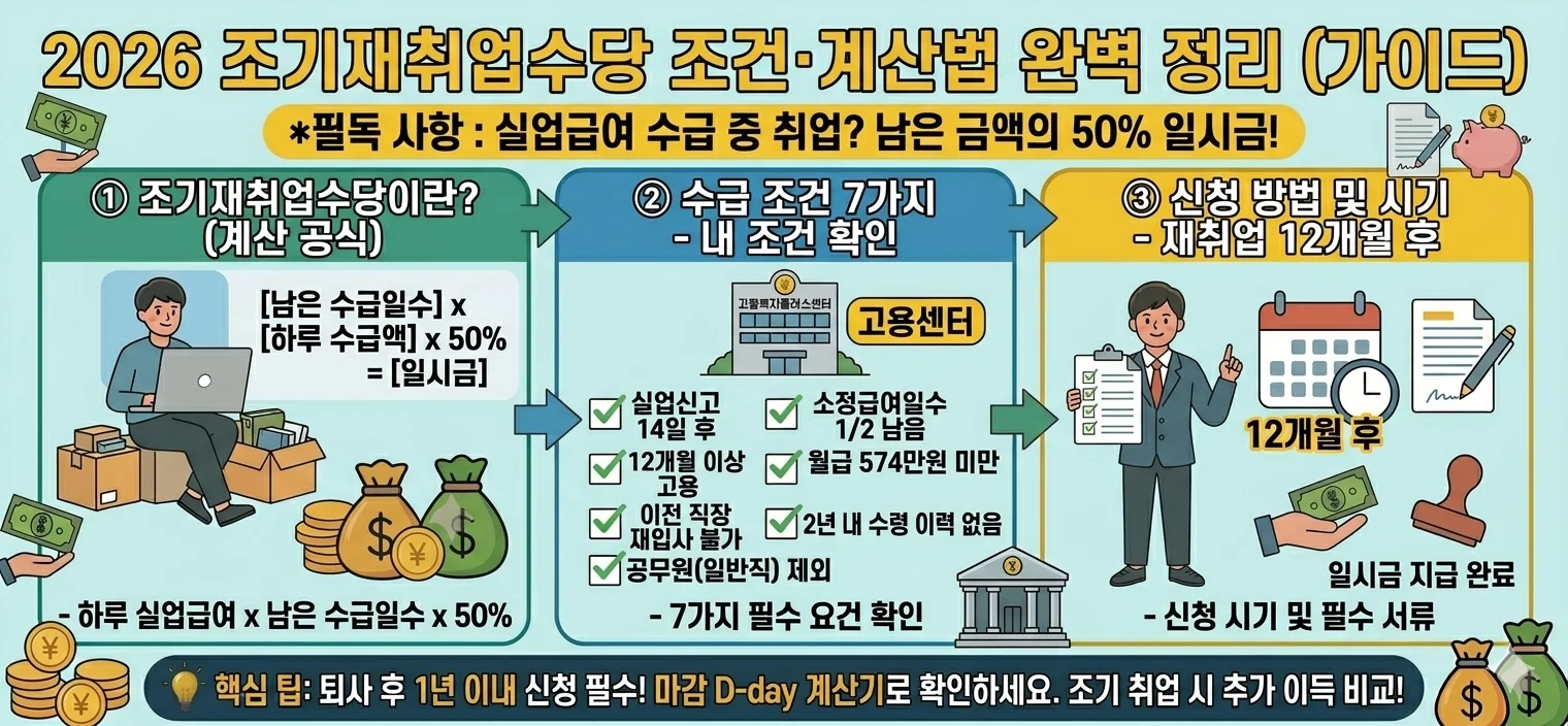 2026 조기재취업수당 조건 계산방법
