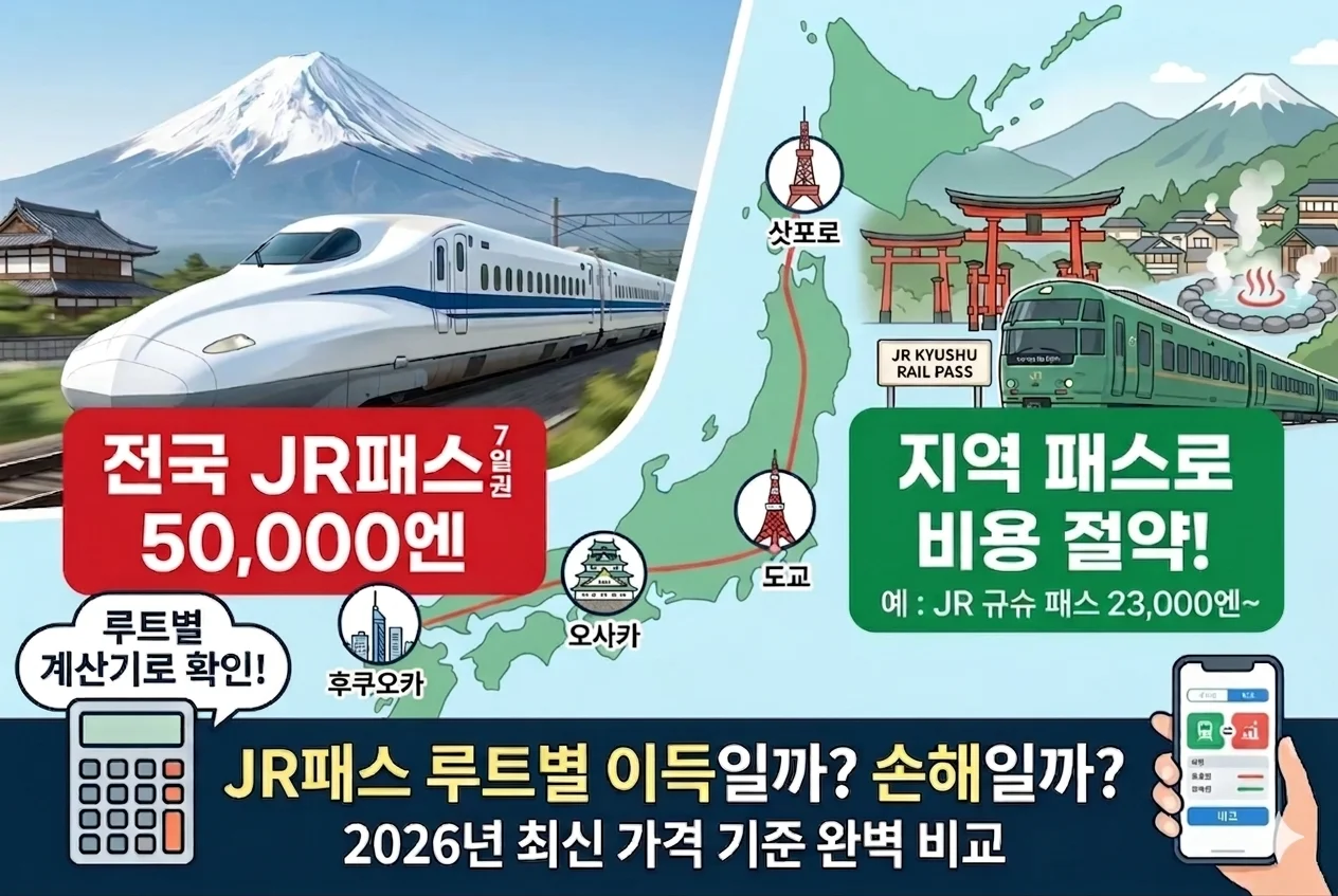 JR패스 루트별 비교 계산기 실제 후기 및 지역패스