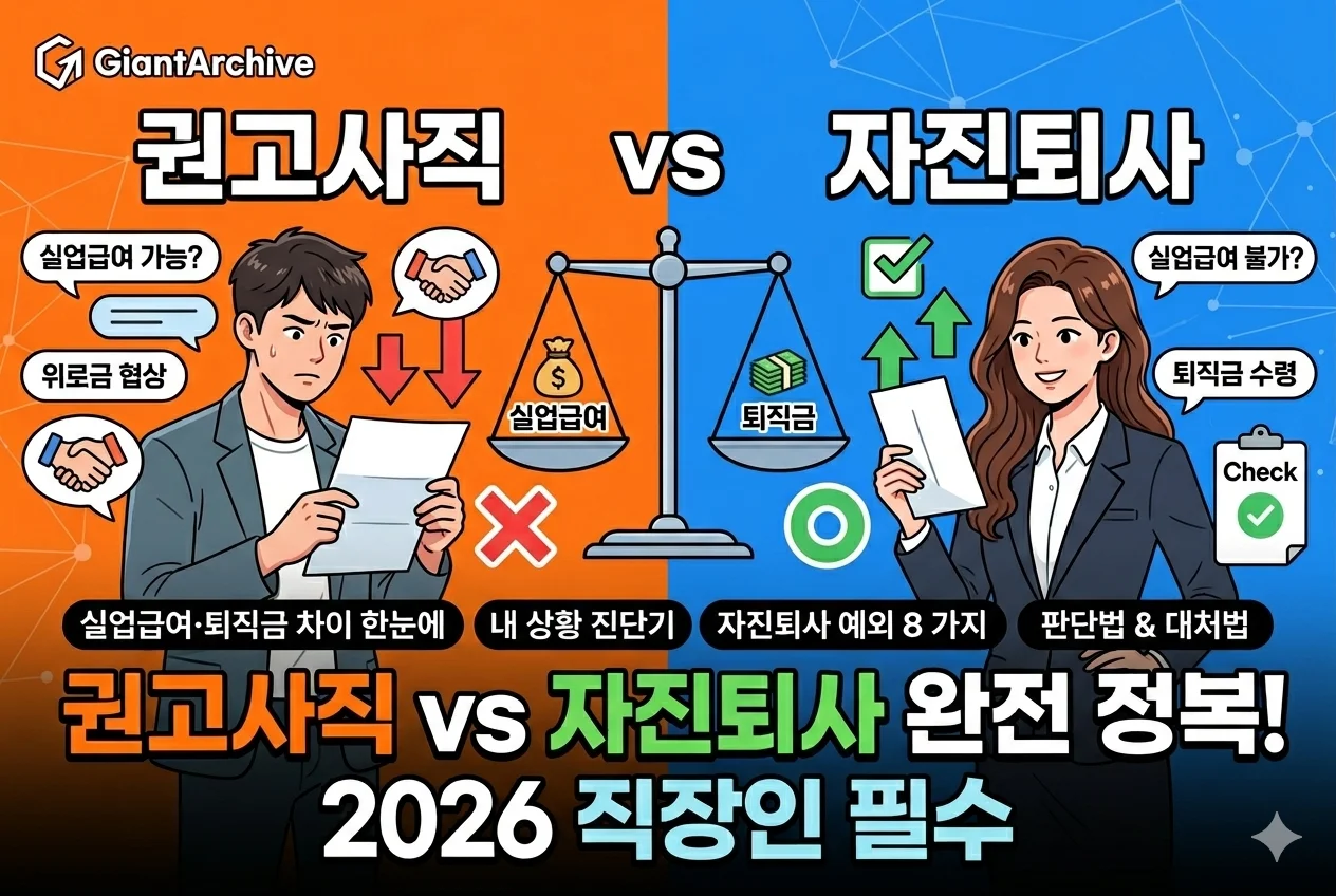 권고사직 vs 자진퇴사 실업급여 퇴직금 차이 비교