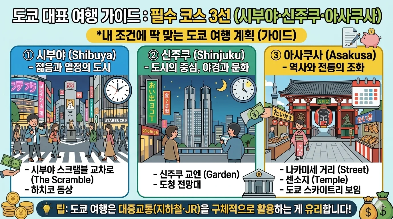 도쿄 대표 여행지 시부야·신주쿠·아사쿠사