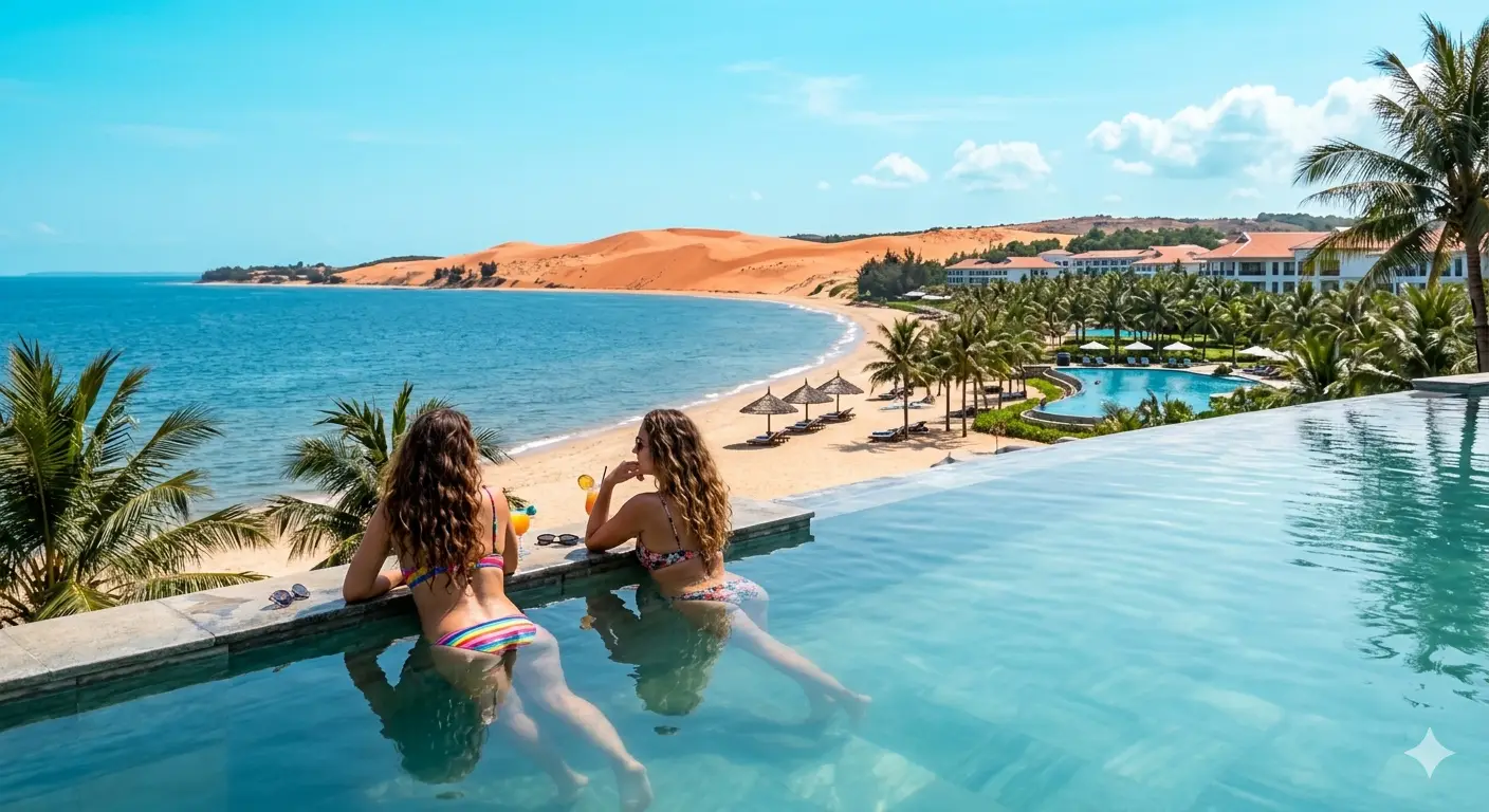 무이네 리조트 수영장 해변 뷰