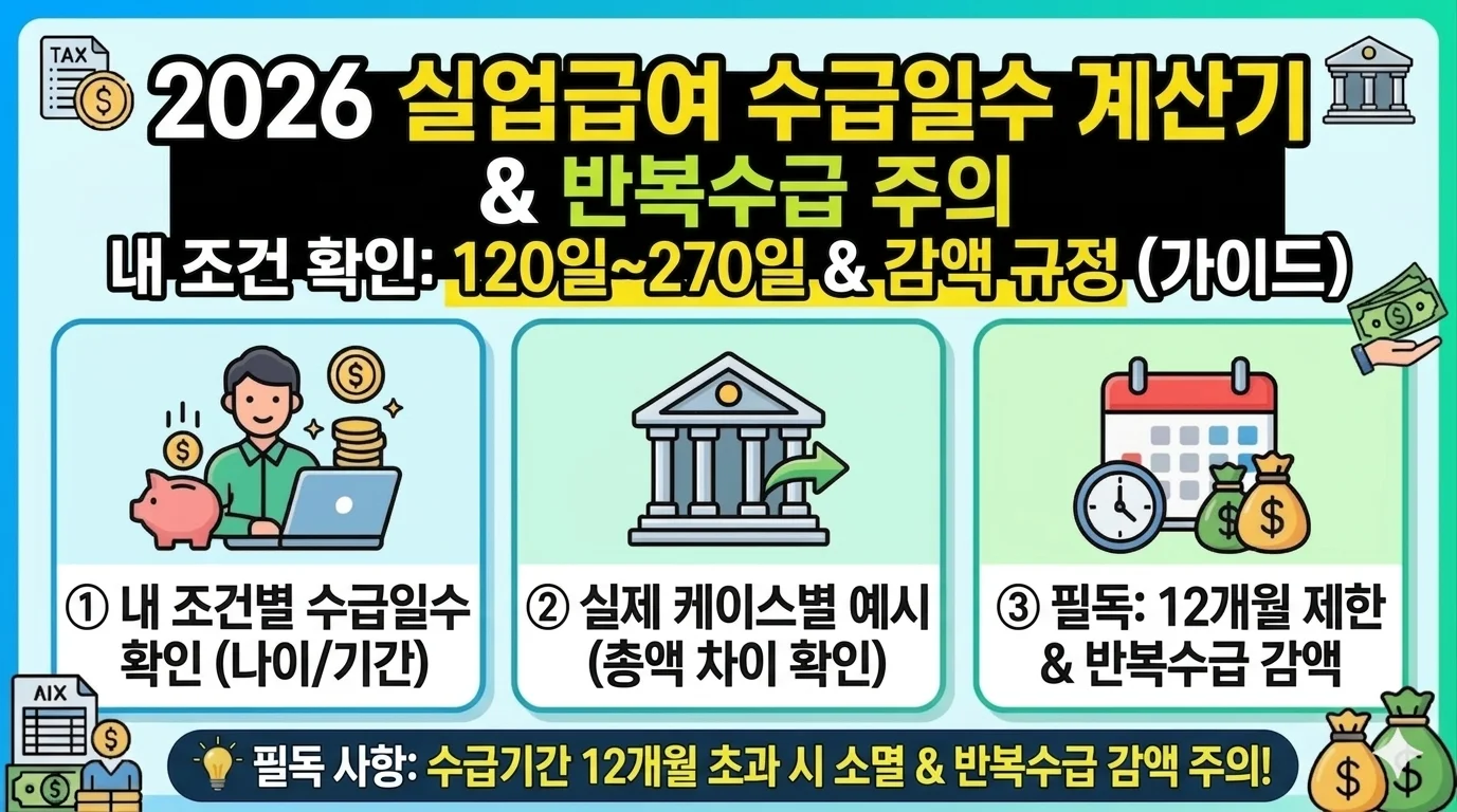실업급여-나이-가입기간별-수급일수-계산기