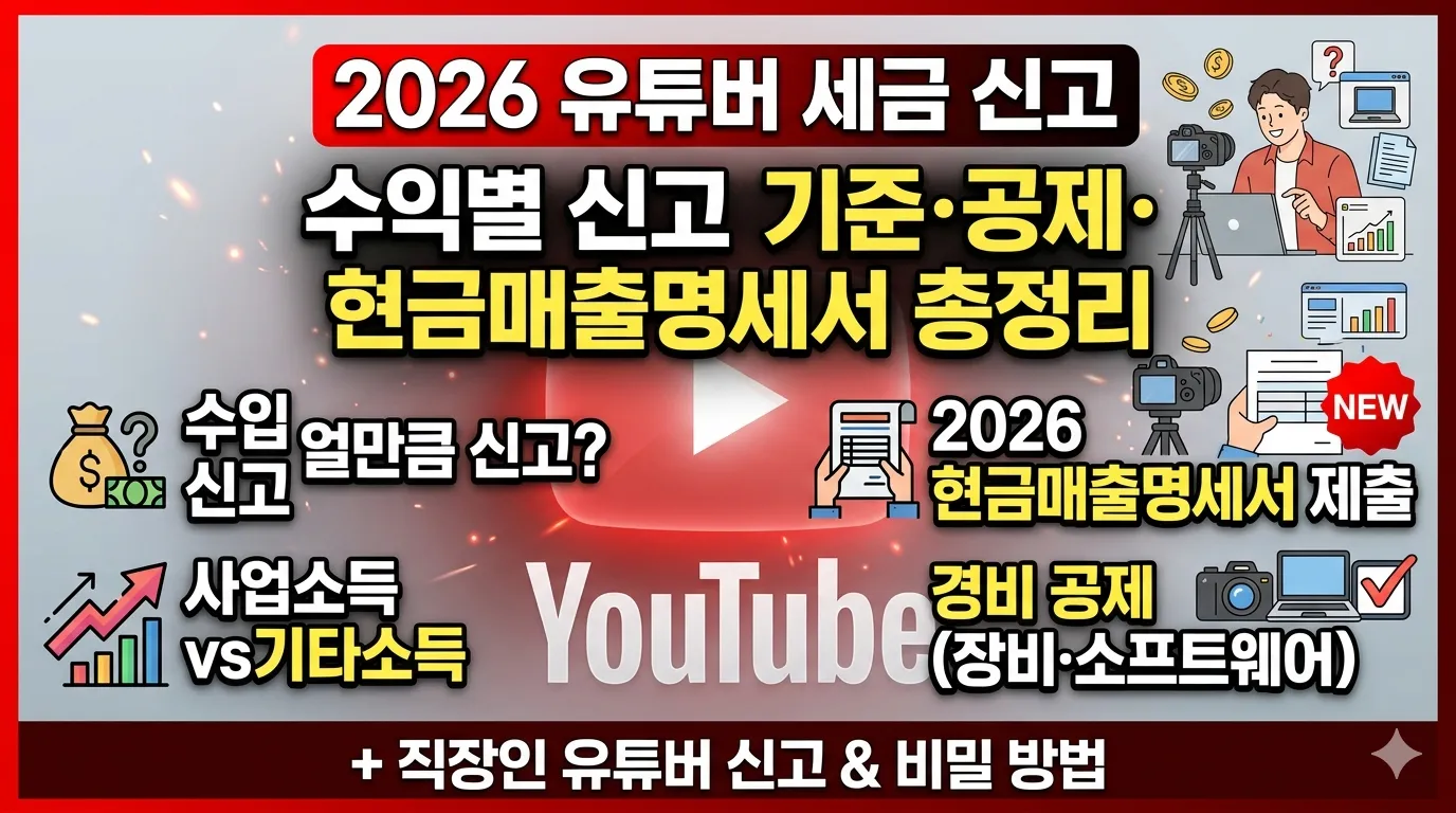 유튜버-세금-신고-수익별-신고-공제-현금매출명세서