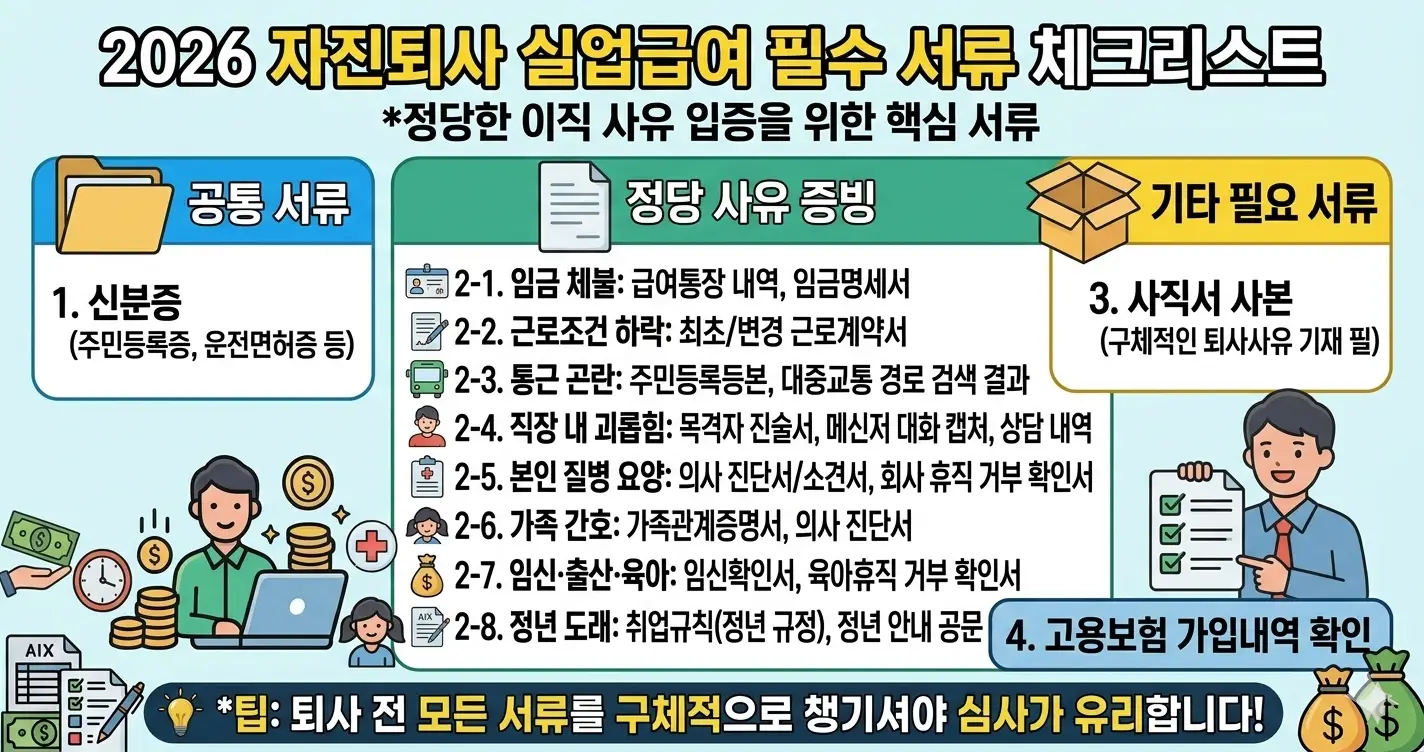 자진퇴사 실업급여 사유별 필요 서류 정리