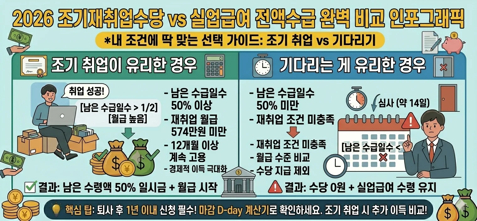 조기 취업 vs 실업급여 전액 수령 비교