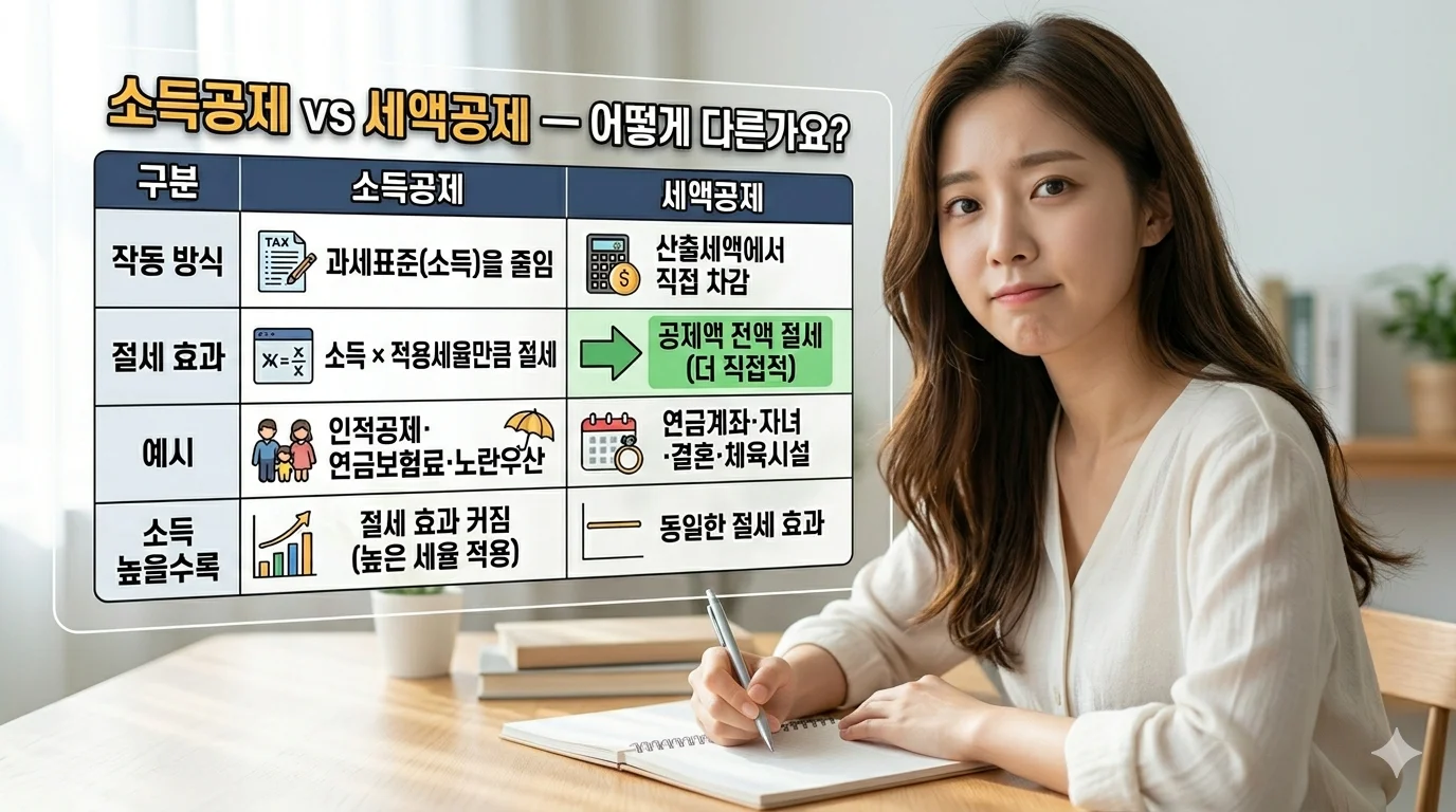 2026년 종합소득세 공제항목 소득공제 VS 세액공제 차이점