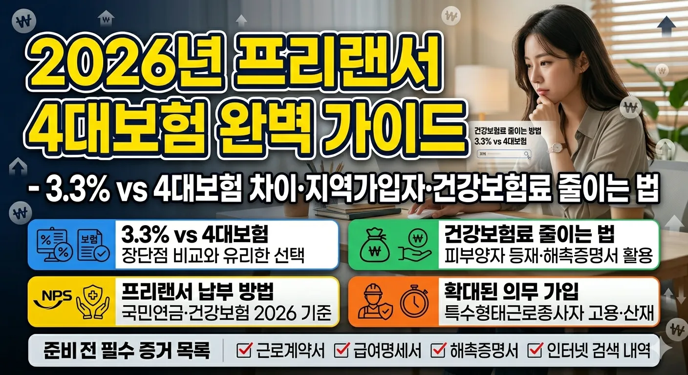 2026년-프리랜서-4대보험-3-3-vs-4대보험-차이-지역가입자-건보료-줄이는-방법
