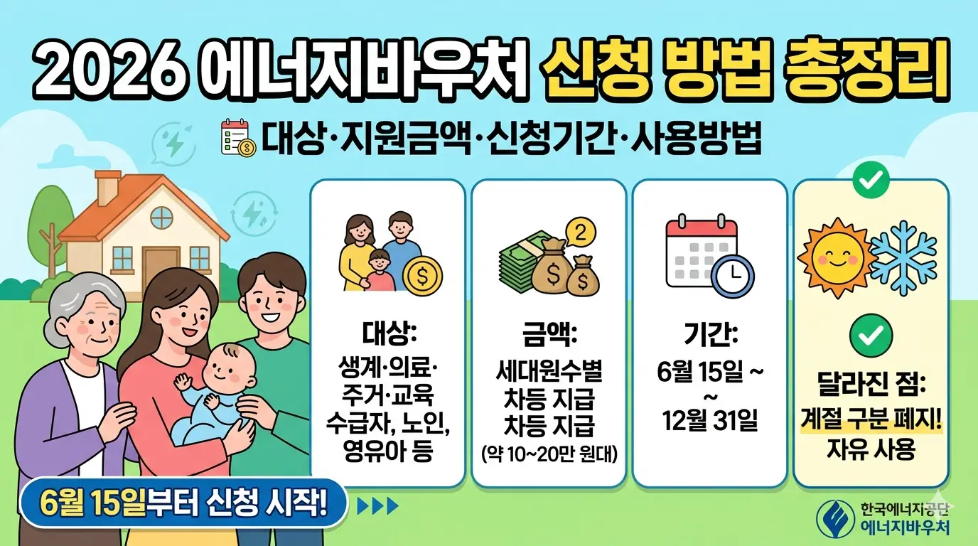 2026 에너지바우처 신청 방법 대상 지원금액 총정리